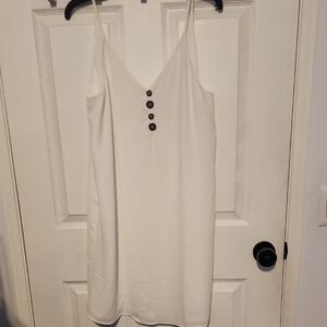 Mango White Sleeveless Mini Slip Dress